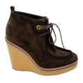 Load image into Gallery viewer, Moncler Brown Suede Wedge Heel Ankle Booties
