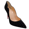 Load image into Gallery viewer, Christian Louboutin Black Suede Wavy Pumps with Silver Studs
