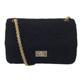 Load image into Gallery viewer, Chanel Vintage Black / Gold Chain Strap Quilted Jersey Flap Bag
