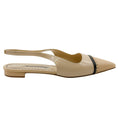 Load image into Gallery viewer, Manolo Blahnik Beige / Black Patent Leather Slingback Flats with Leather Toe
