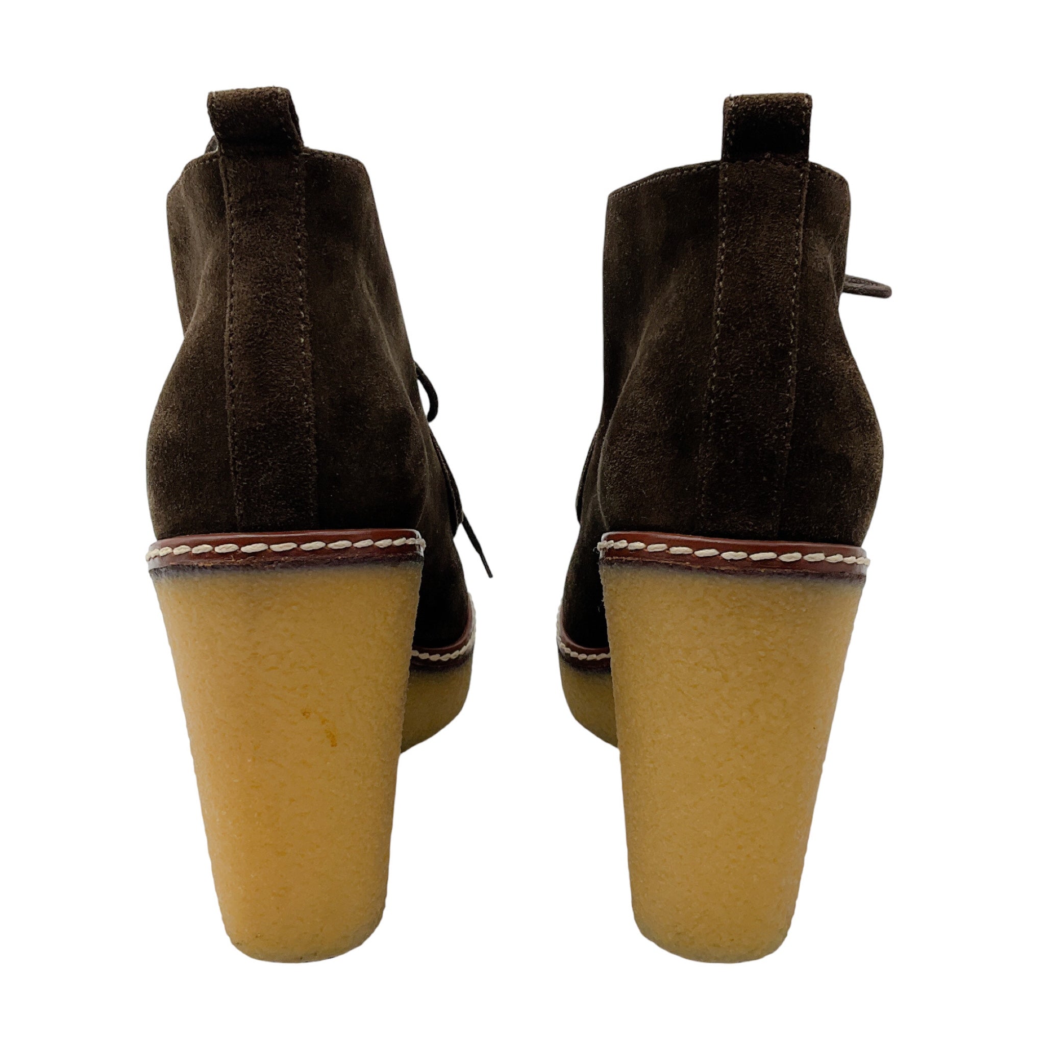 Moncler Brown Suede Wedge Heel Ankle Booties