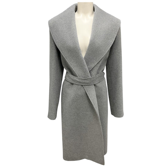 Malej Grey Belted Mid Length Wool Coat