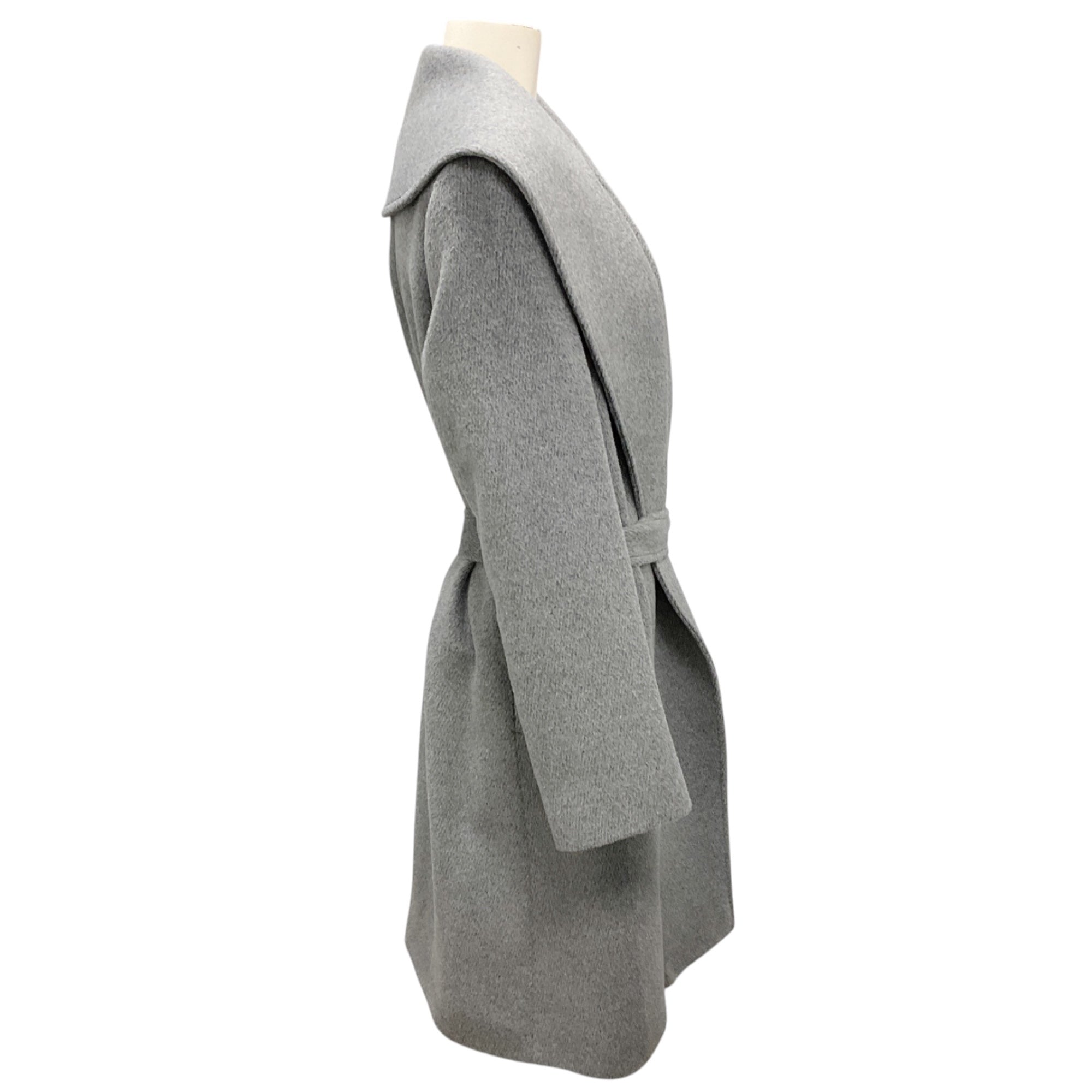 Malej Grey Belted Mid Length Wool Coat