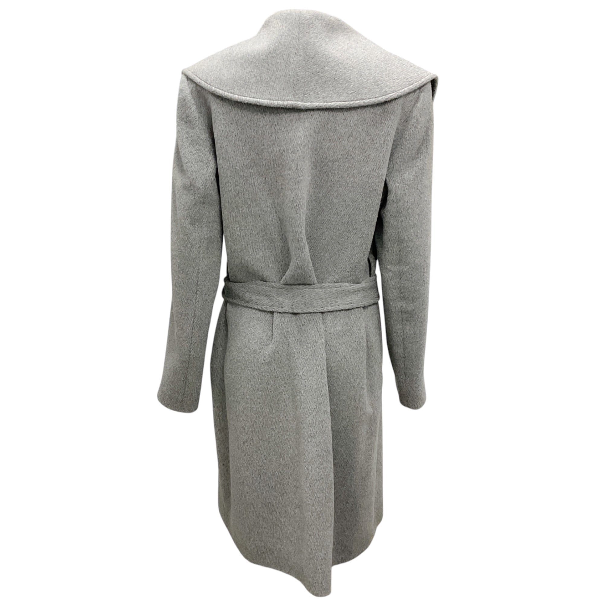 Malej Grey Belted Mid Length Wool Coat