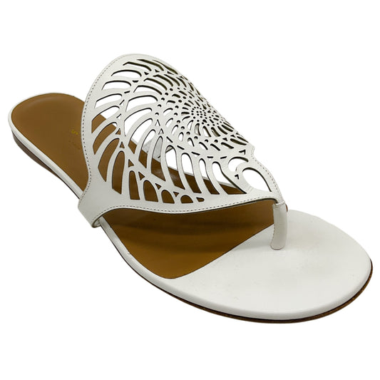 Hermes White Leather Nautilus Sandals
