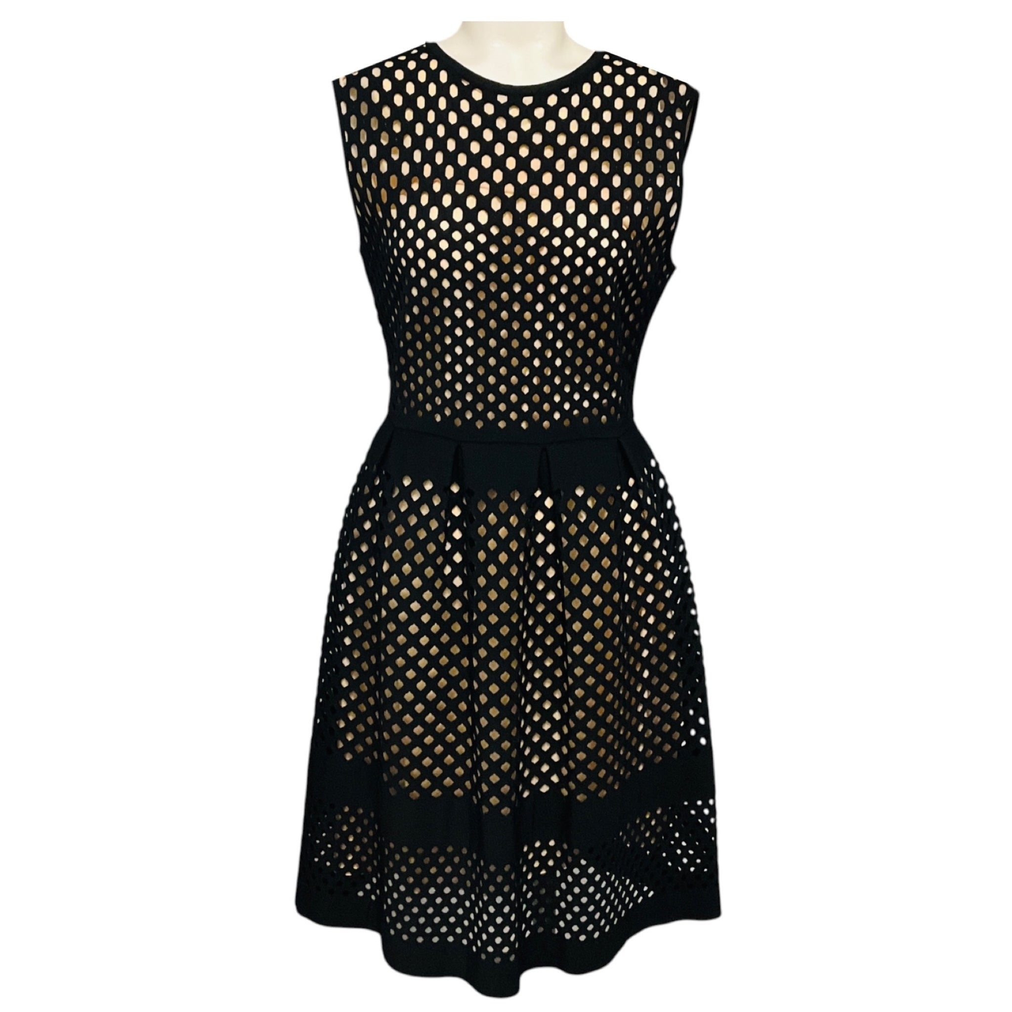Fendi Black Sleeveless Openwork Knitted Dress