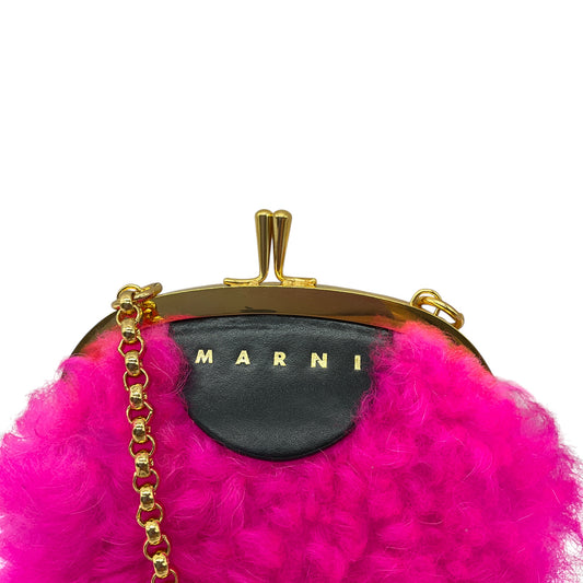 Marni Hot Pink 2020 Shearling Wallet on Chain Mini Bag
