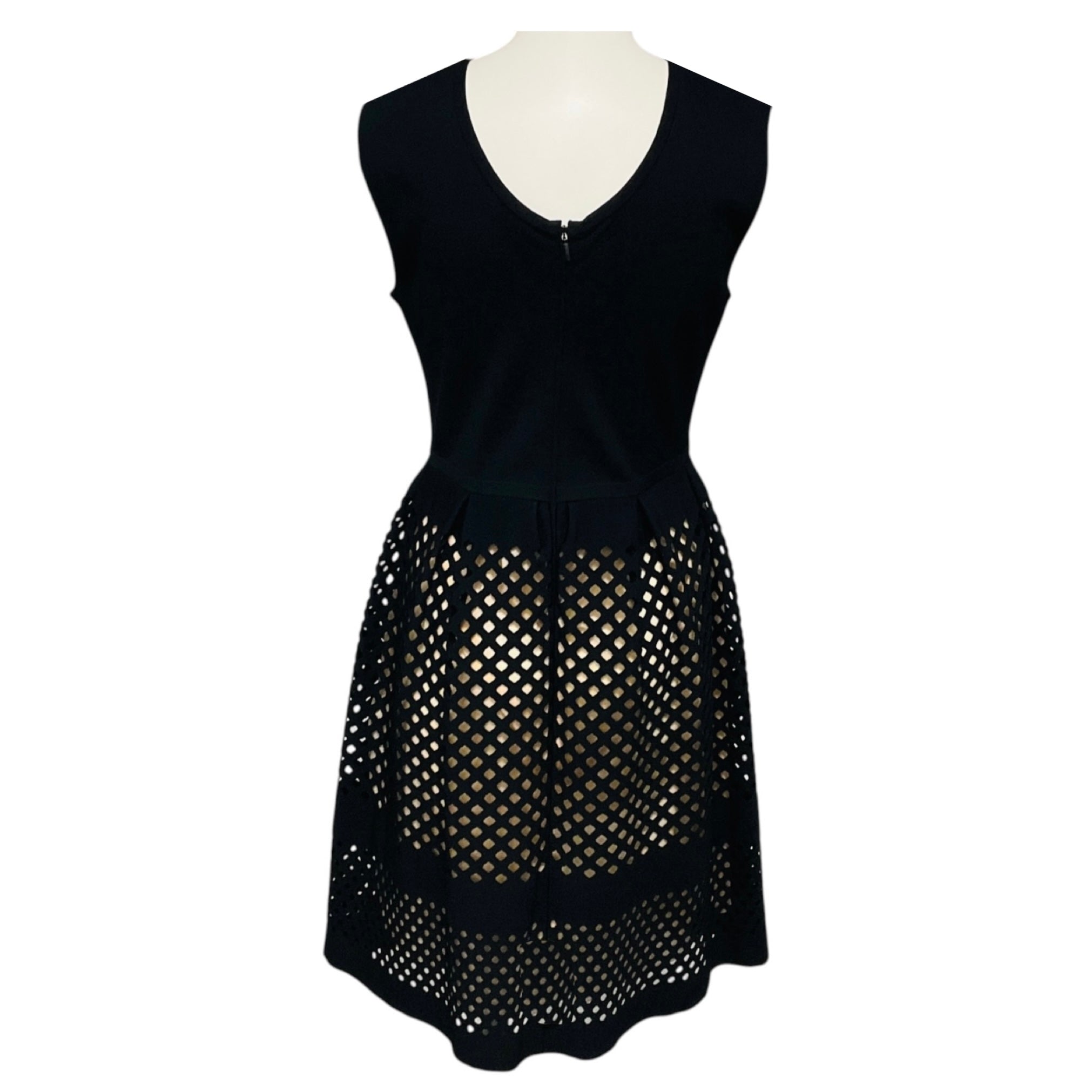 Fendi Black Sleeveless Openwork Knitted Dress