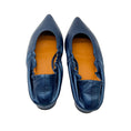 Load image into Gallery viewer, Robert Clergerie Blue Metallic Pointed Toe Leather Flats
