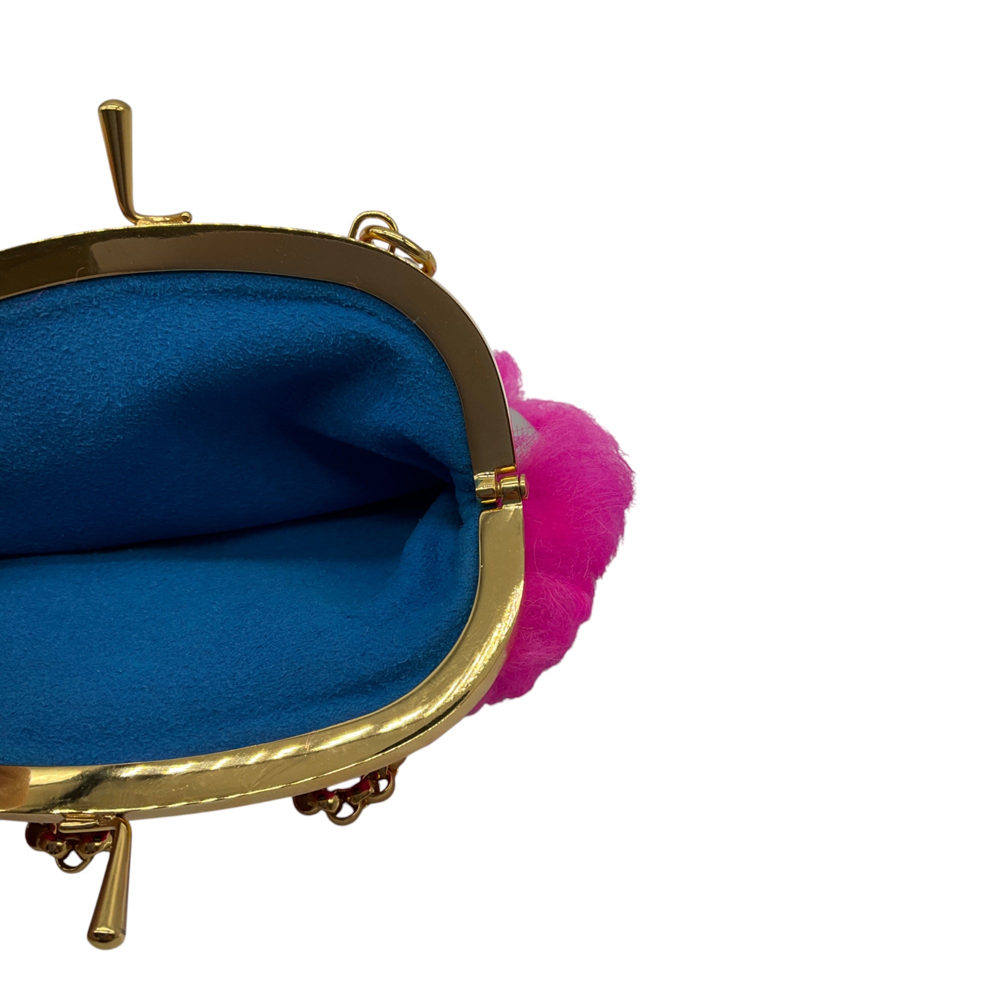 Marni Hot Pink 2020 Shearling Wallet on Chain Mini Bag