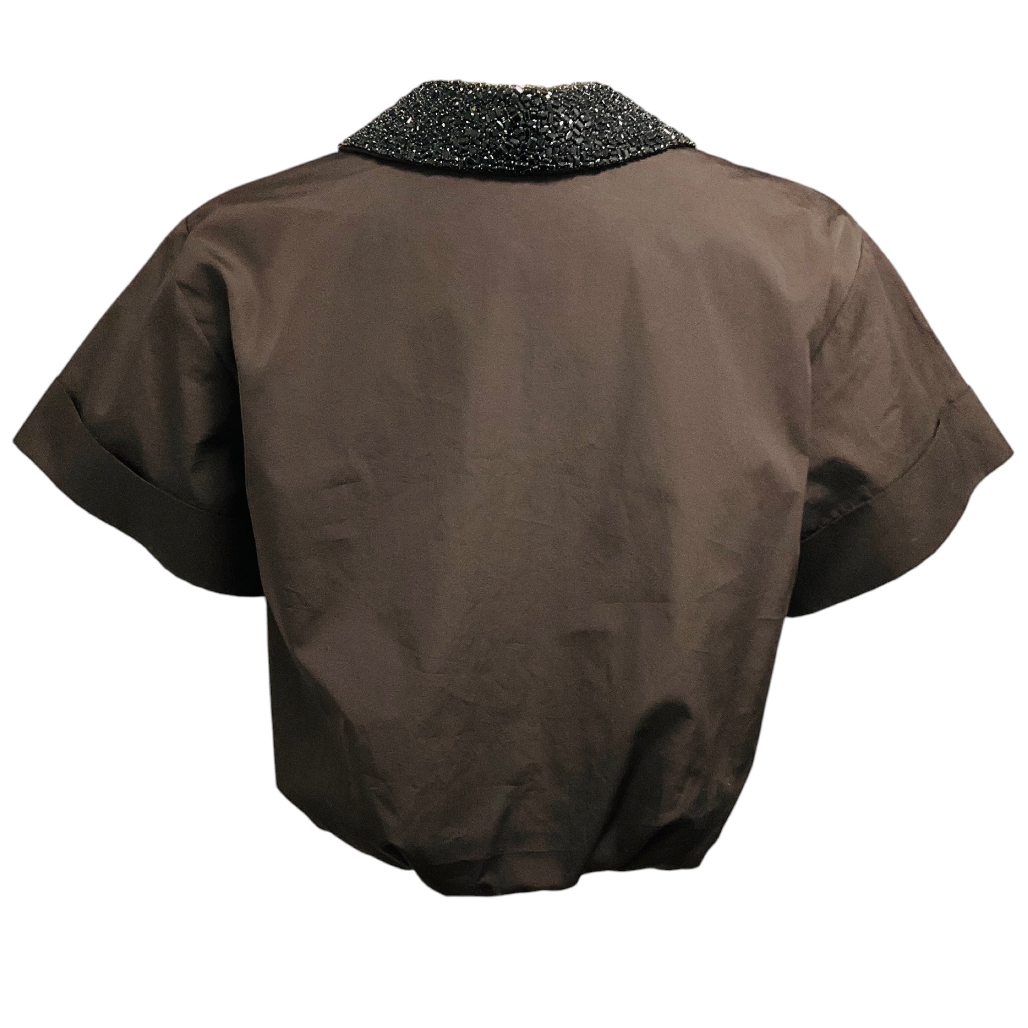 TWP Chocolate Brown Forever and Always Reversible Shirt with Crystal Collar in Super Compact Poplin