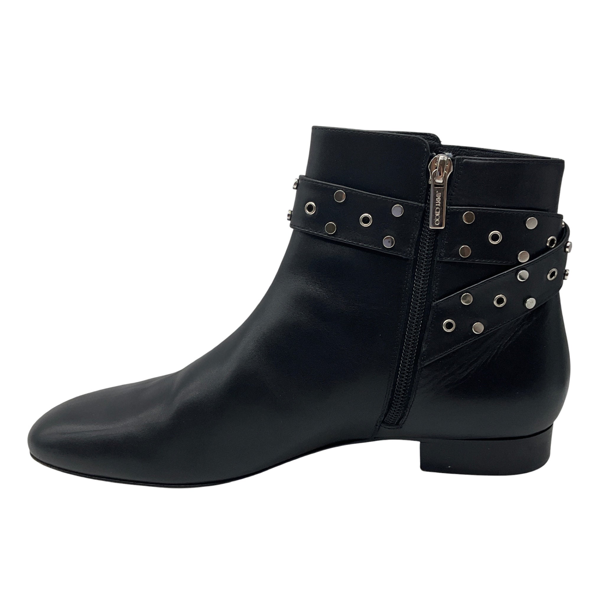 Jimmy Choo Black / Silver Studded Leather Ankle Boots