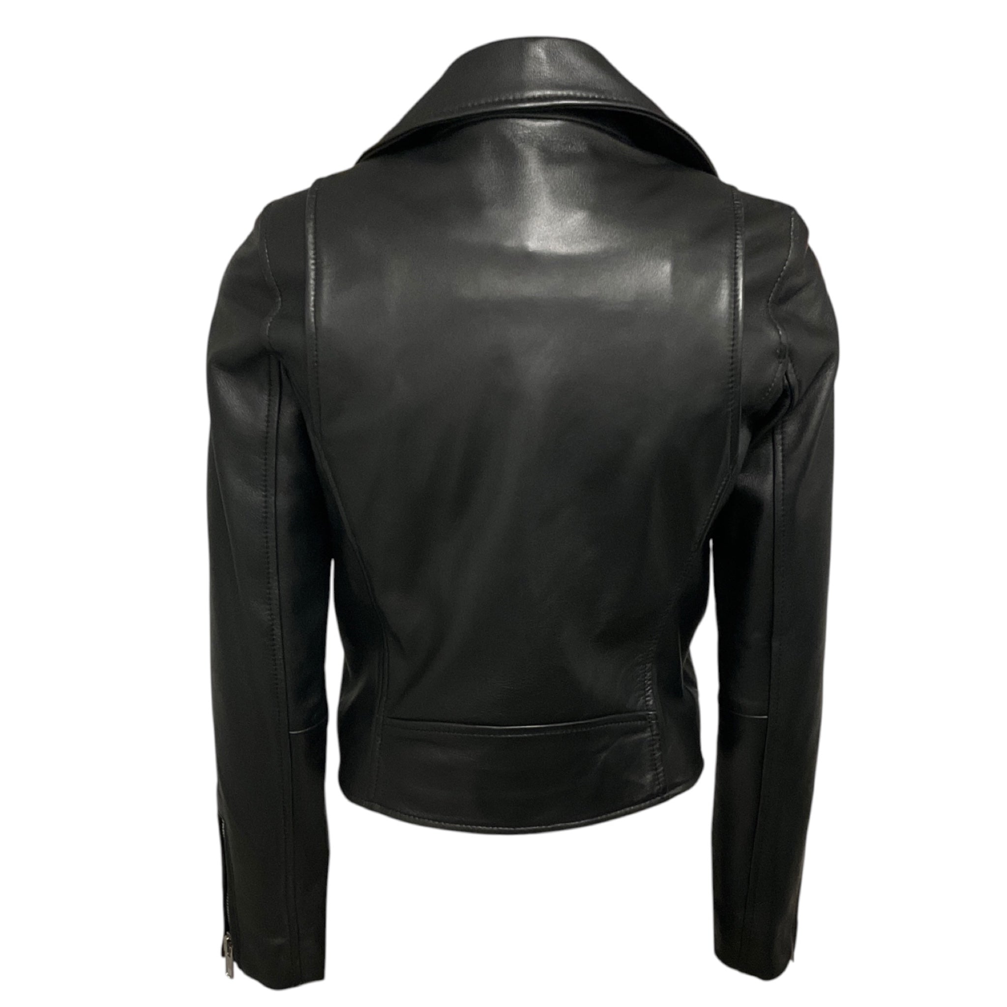 Maje Black Bexita Lamb Leather Moto Jacket