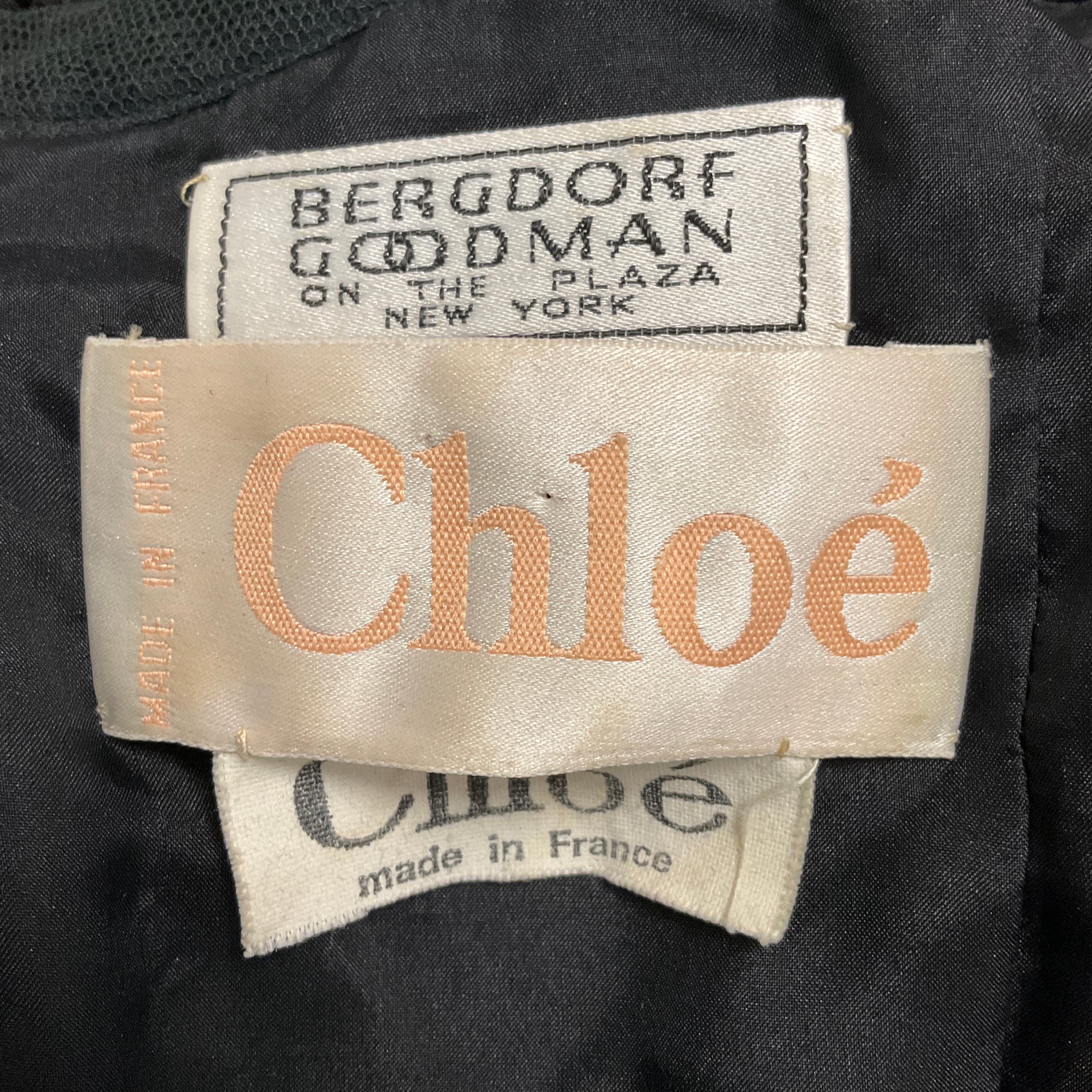 Chloe Vintage Black Lace Trimmed Long Sleeved Shimmer Tweed Cocktail Dress