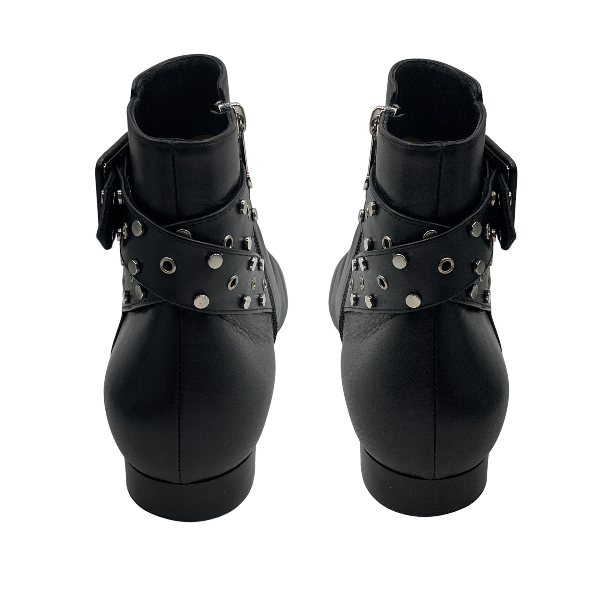 Jimmy Choo Black / Silver Studded Leather Ankle Boots