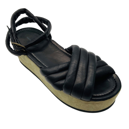 Isabel Marant Black / Olive Green Leather and Suede Ankle Strap Platform Sandals