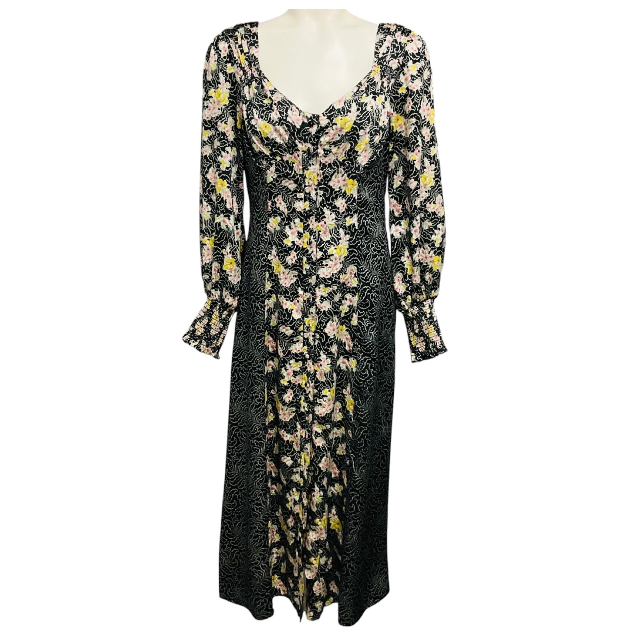 Cinq a Sept Black Multi Long Sleeve Jessica Dress
