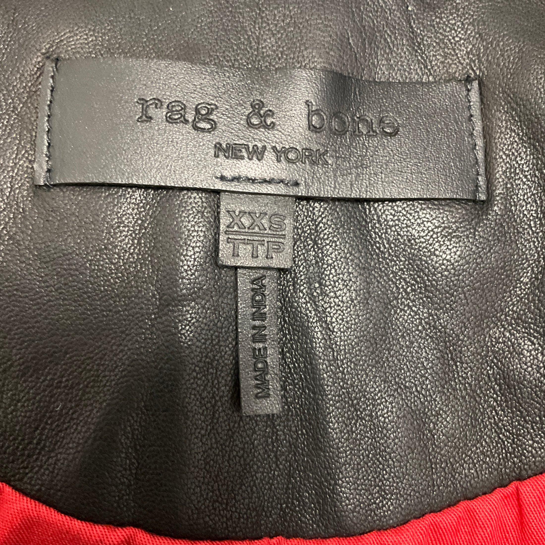 Rag & Bone Black Lamb Leather Moto Zip Jacket