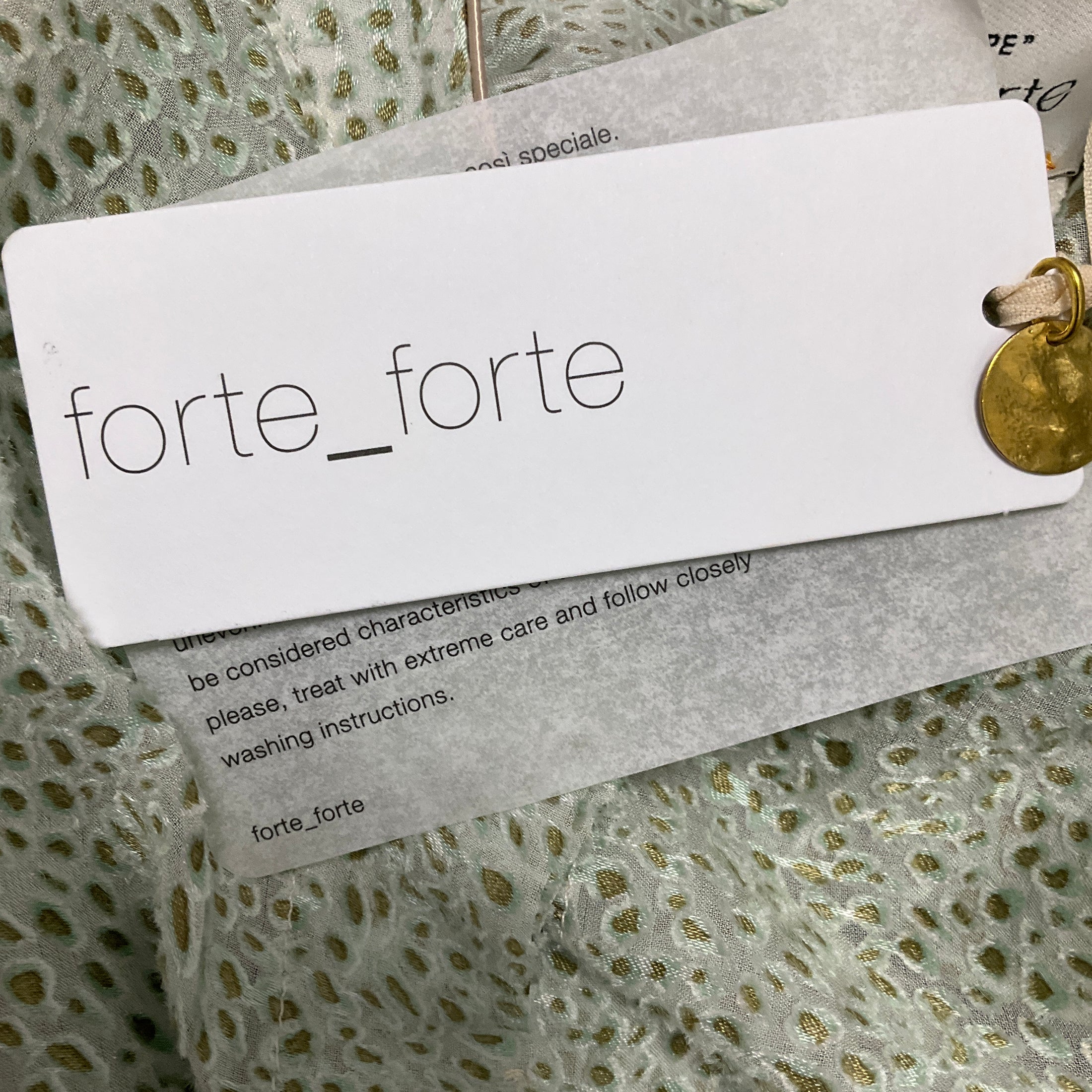 forte_forte Light Green Abstract Pattern Viscose and Silk Shirt / Blouse