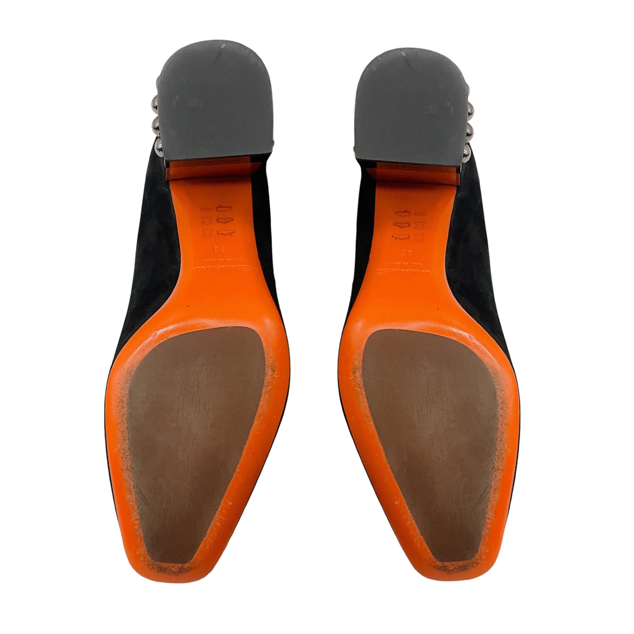 Santoni Black Stud Embellished Suede Pumps