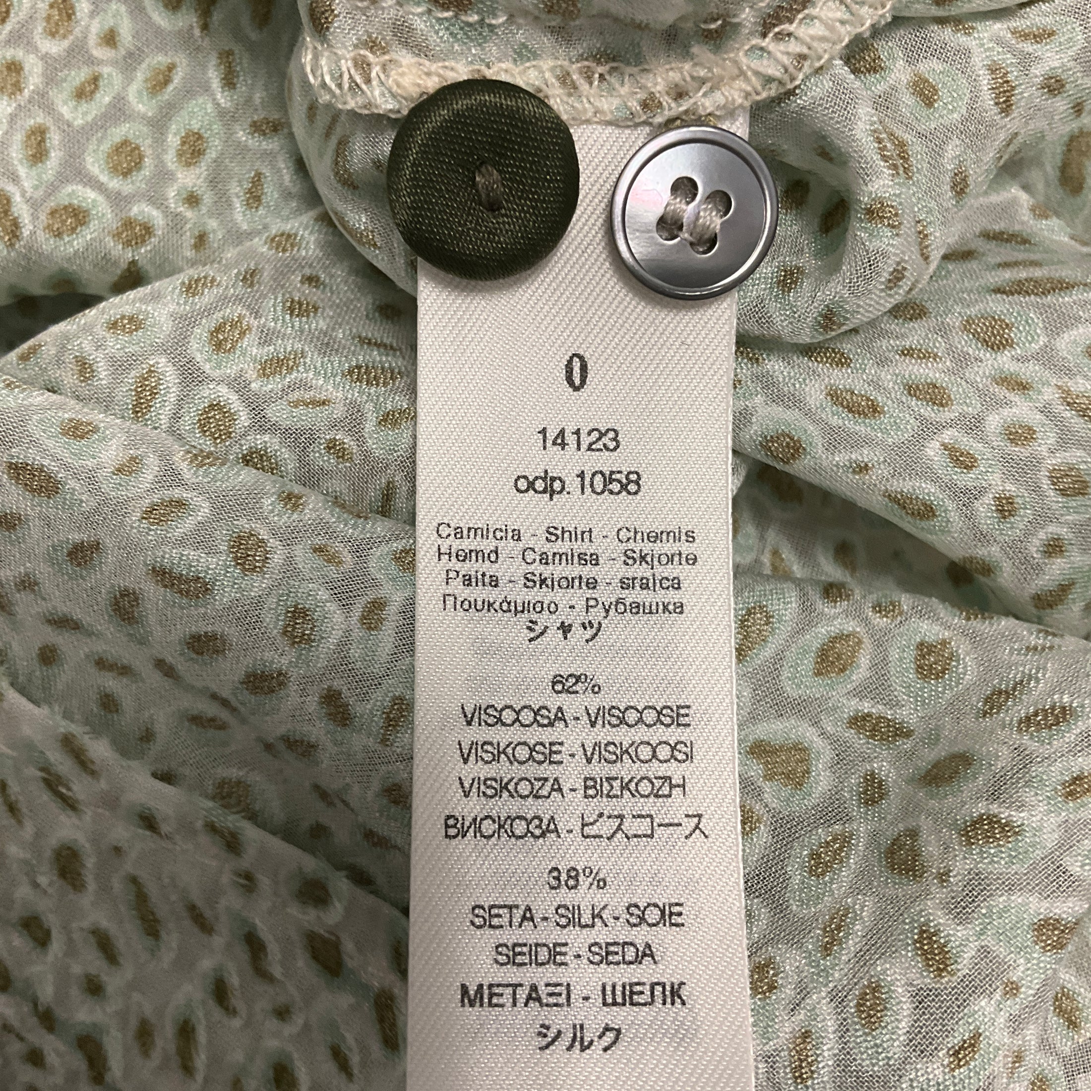 forte_forte Light Green Abstract Pattern Viscose and Silk Shirt / Blouse
