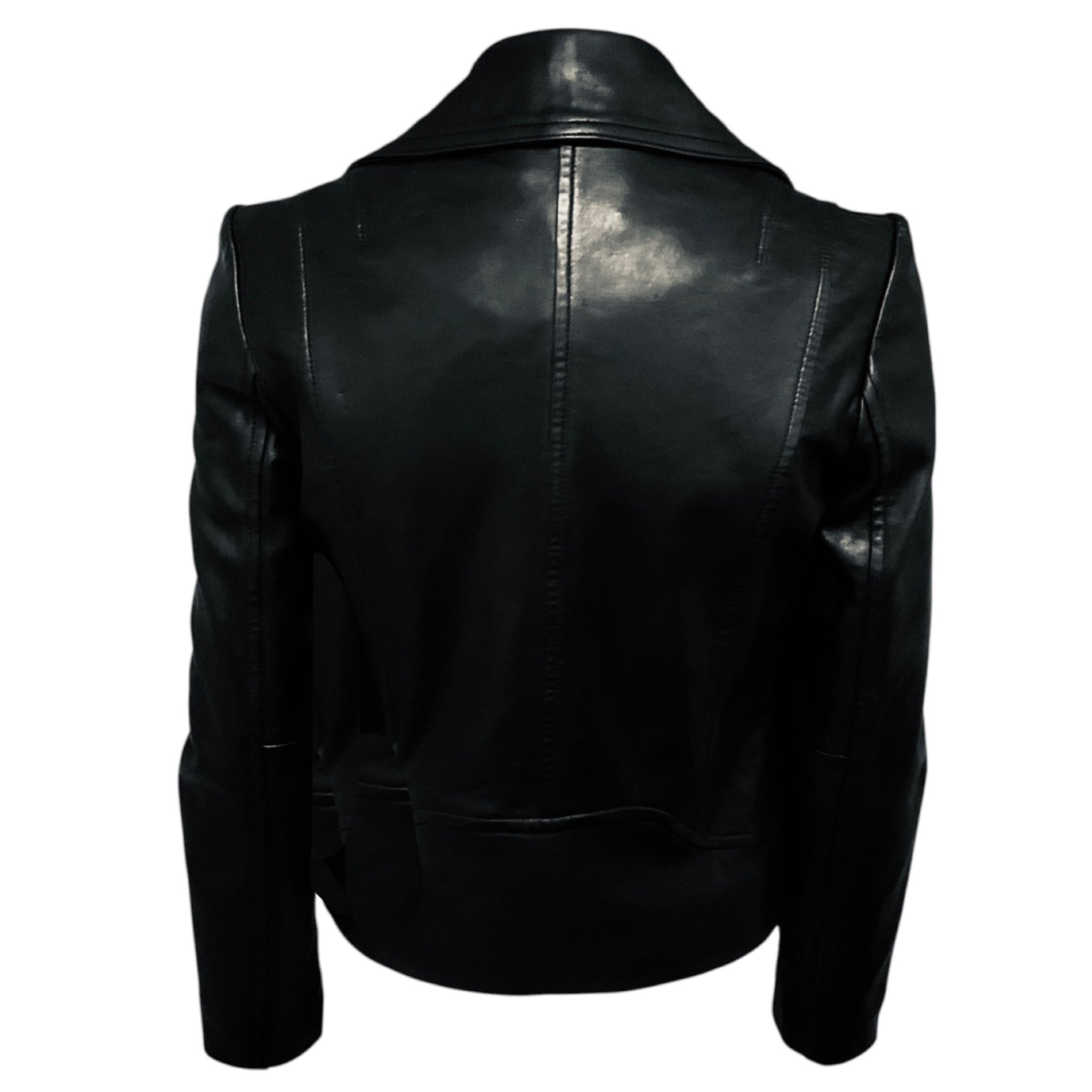 Rag & Bone Black Lamb Leather Moto Zip Jacket