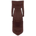 Load image into Gallery viewer, Sergio Hudson Chocolate Off Shoulder Layered Ruched Dress
