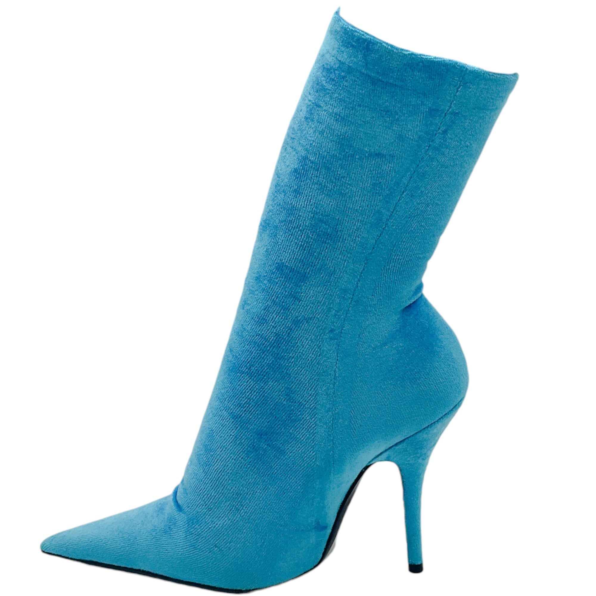 Balenciaga Turquoise Velvet Sock Boots