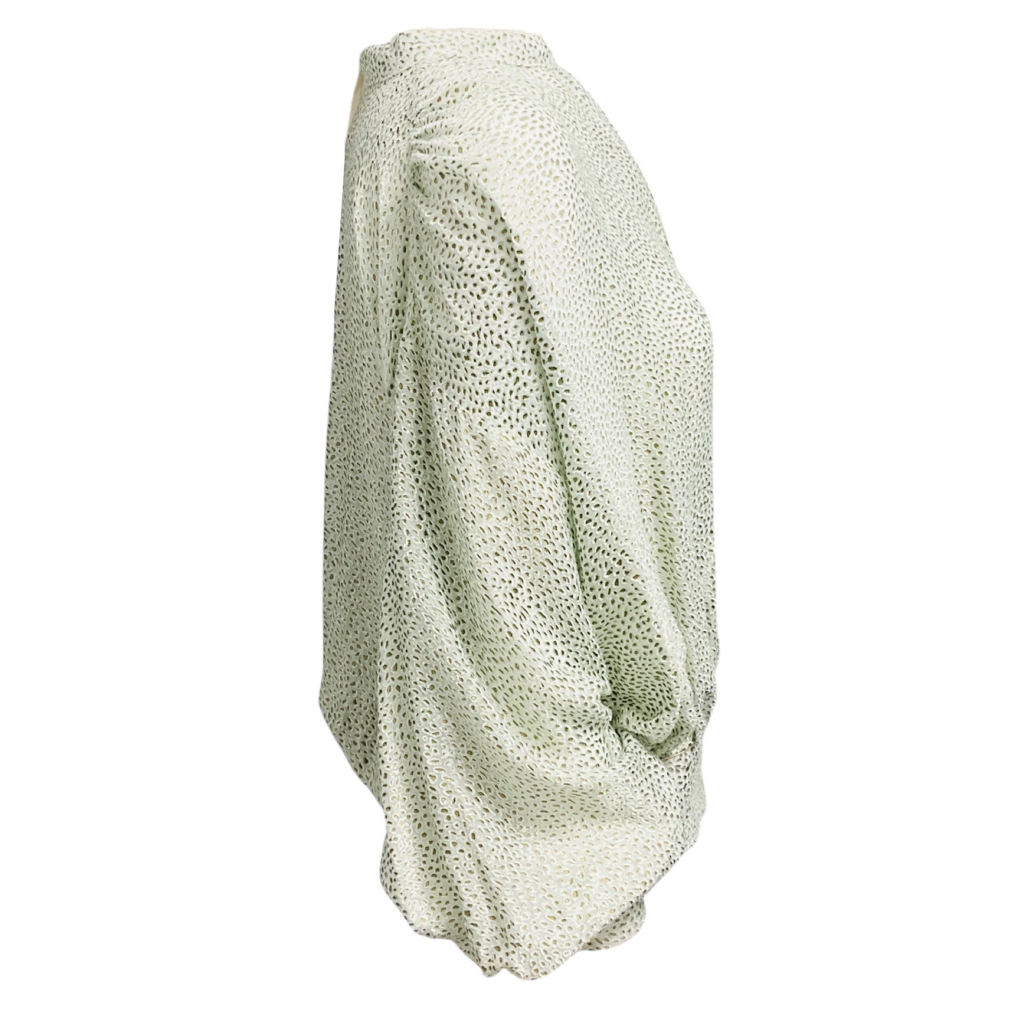 forte_forte Light Green Abstract Pattern Viscose and Silk Shirt / Blouse