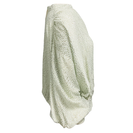 forte_forte Light Green Abstract Pattern Viscose and Silk Shirt / Blouse