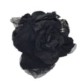 Load image into Gallery viewer, Chanel Black Satin Camellia Chain Strap Handbag
