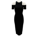Load image into Gallery viewer, Victoria Beckham Black Cold Shoulder Fitted Midi Cocktail Dress
