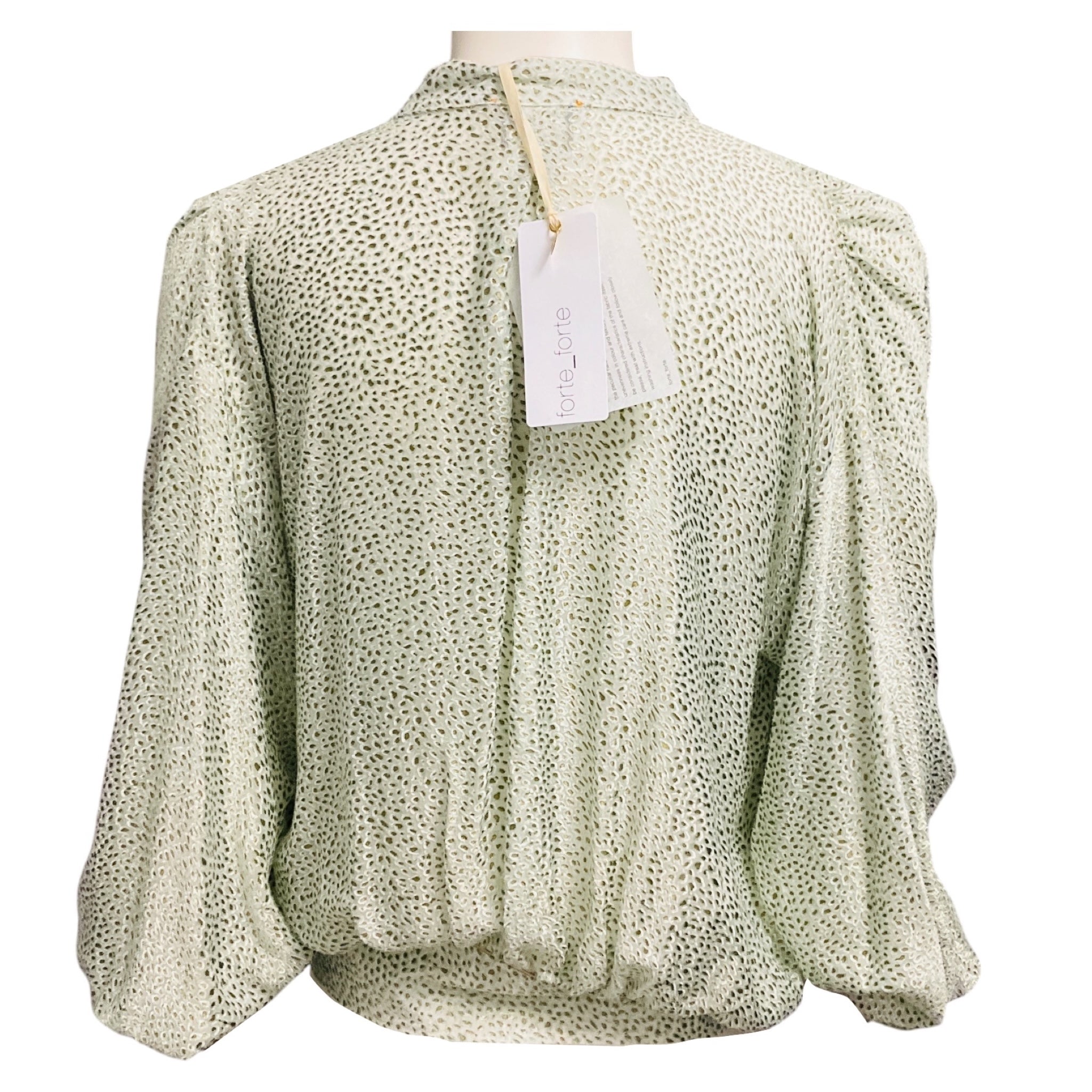 forte_forte Light Green Abstract Pattern Viscose and Silk Shirt / Blouse