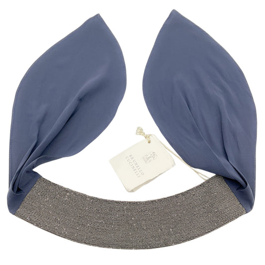 Brunello Cucinelli Slate Blue Monili Collier Foulard Necklace
