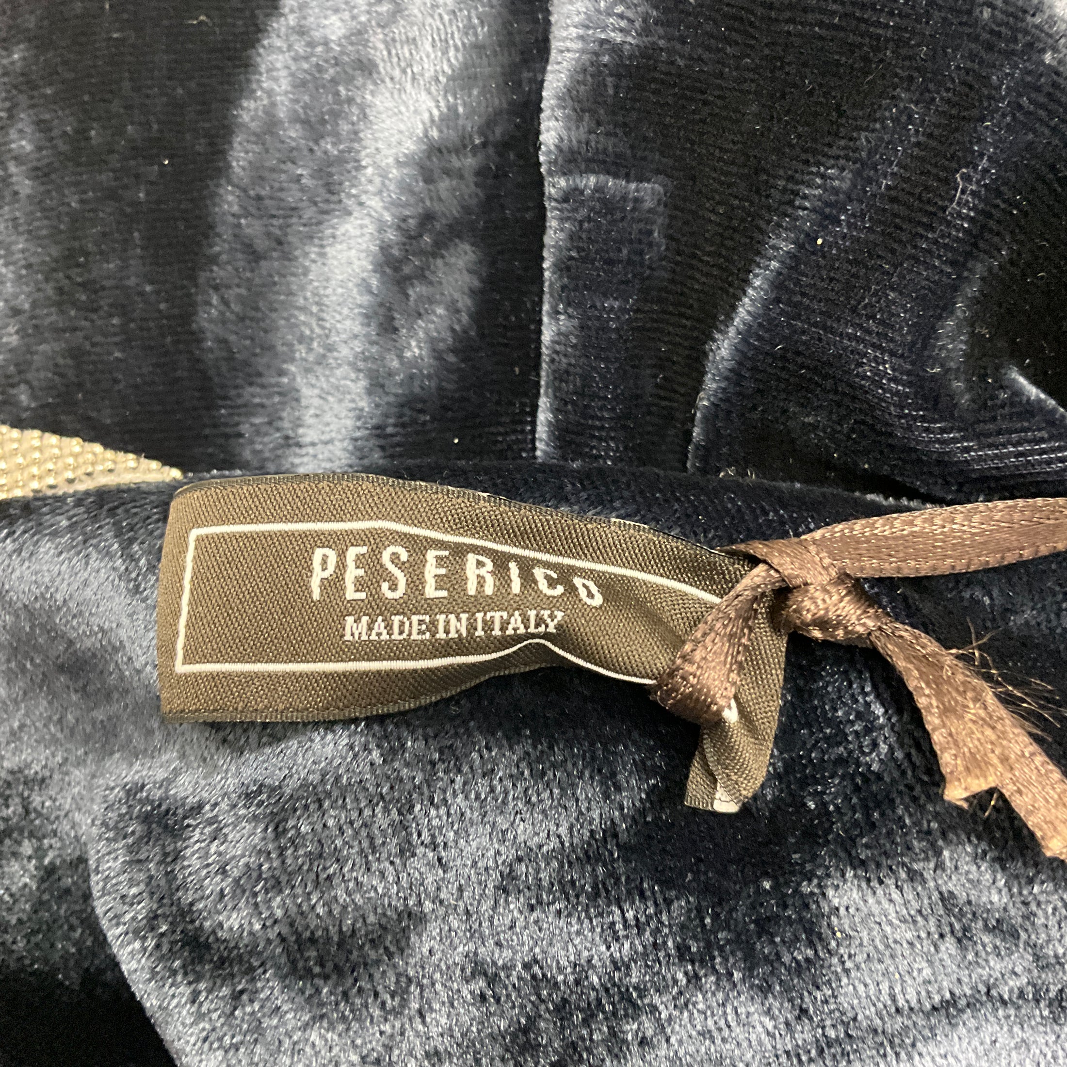 Peserico Navy Monili Bead Embellished Velvet Maxi Dress