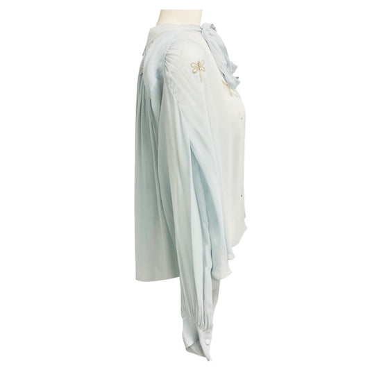 forte_forte Light Blue Nebbiolina Carousel des Sylphes Embroidery Bow Tie Shirt
