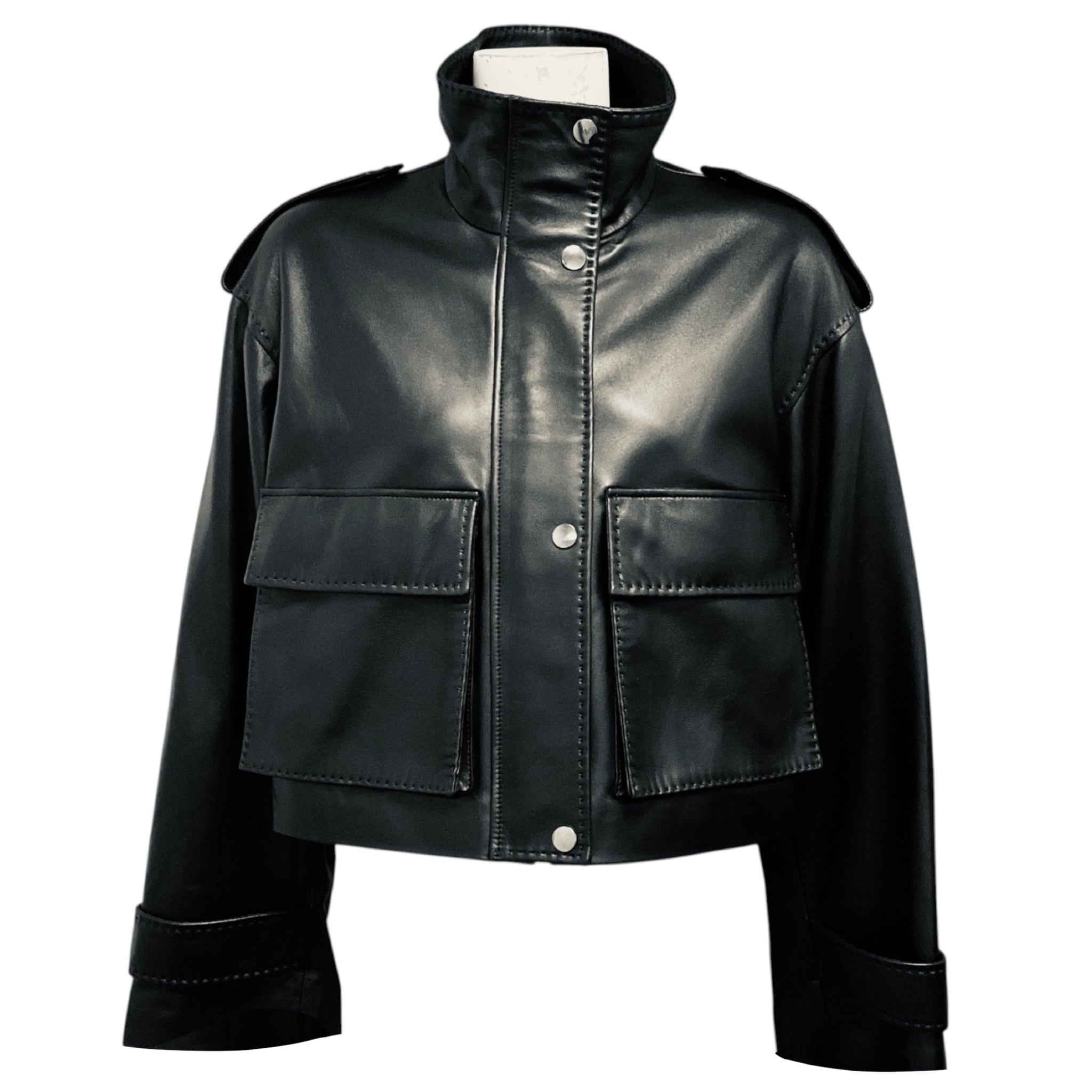Fleurette Black Lena Leather Zip Jacket