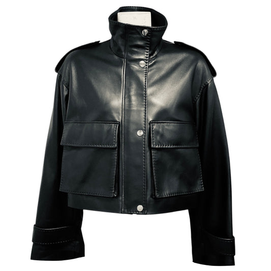 Fleurette Black Lena Leather Zip Jacket