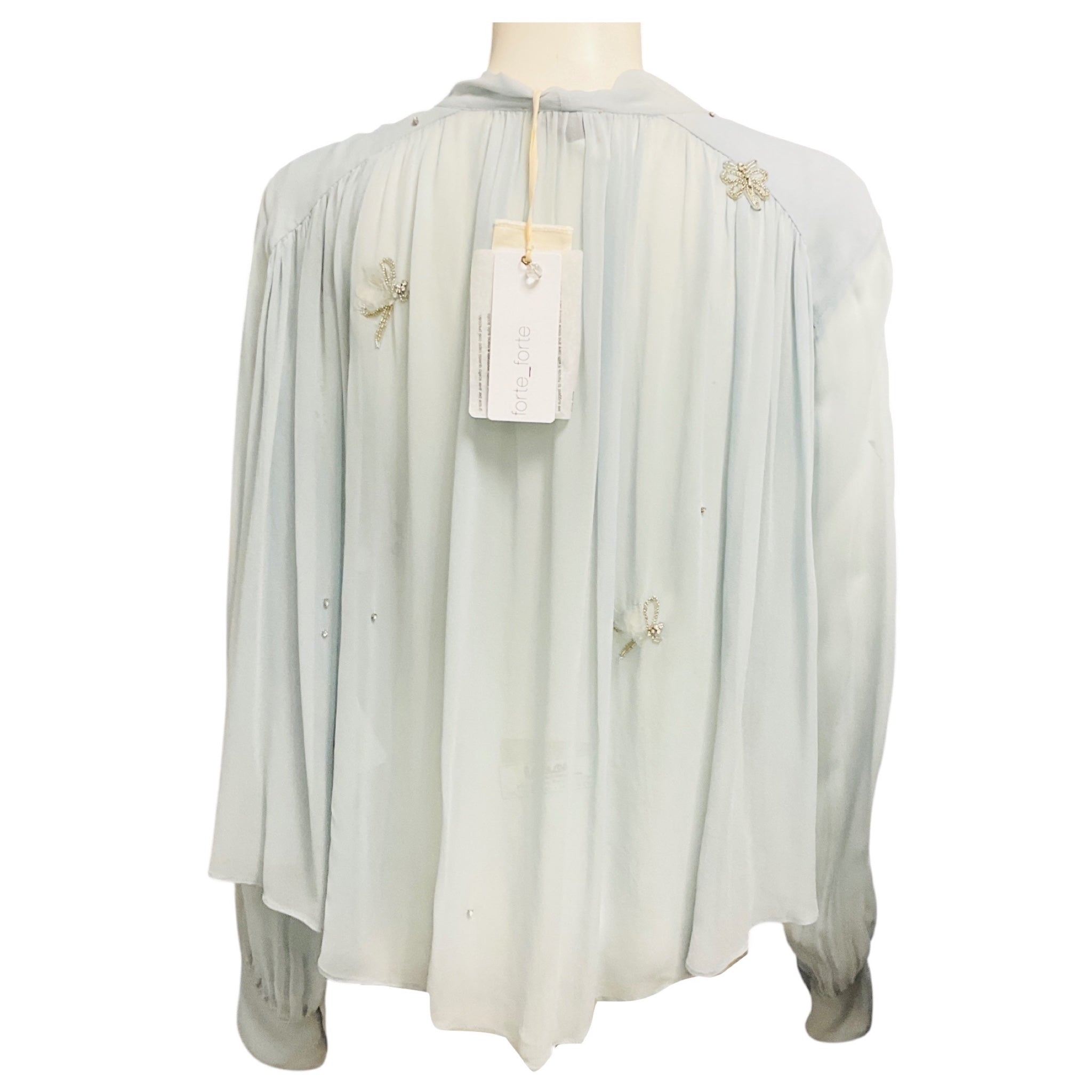forte_forte Light Blue Nebbiolina Carousel des Sylphes Embroidery Bow Tie Shirt