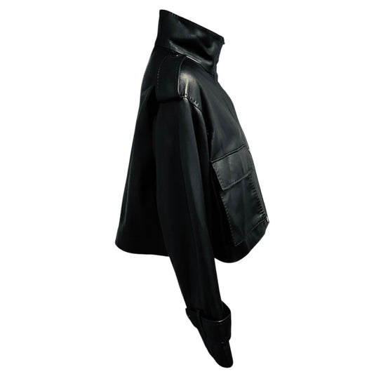 Fleurette Black Lena Leather Zip Jacket