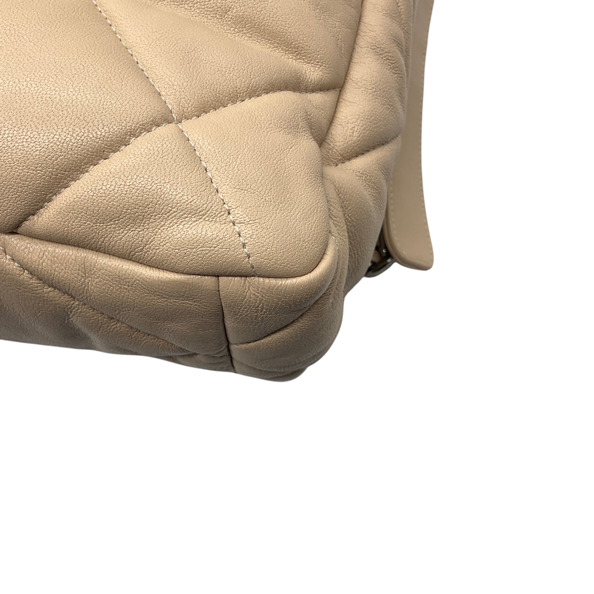 Chanel Beige 2020 Quilted Lambskin Leather Medium Chanel 19 Flap Shoulder Bag with Mixed Metal Hardware