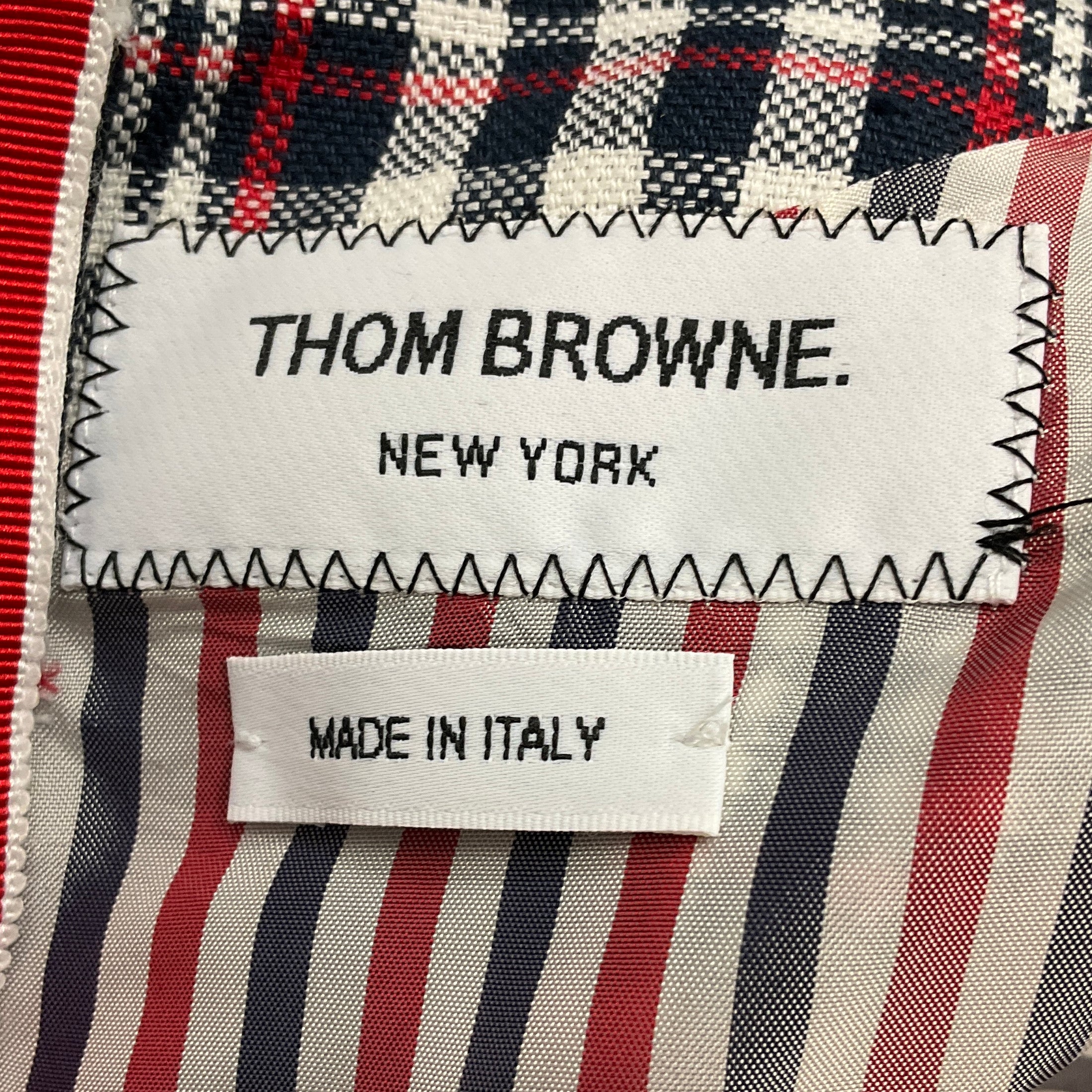 Thom Browne / Navy / White Red Plaid Midi Dress