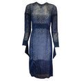 Load image into Gallery viewer, Akris Navy Blue Belted Long Sleeved Velvet Midi Dress
