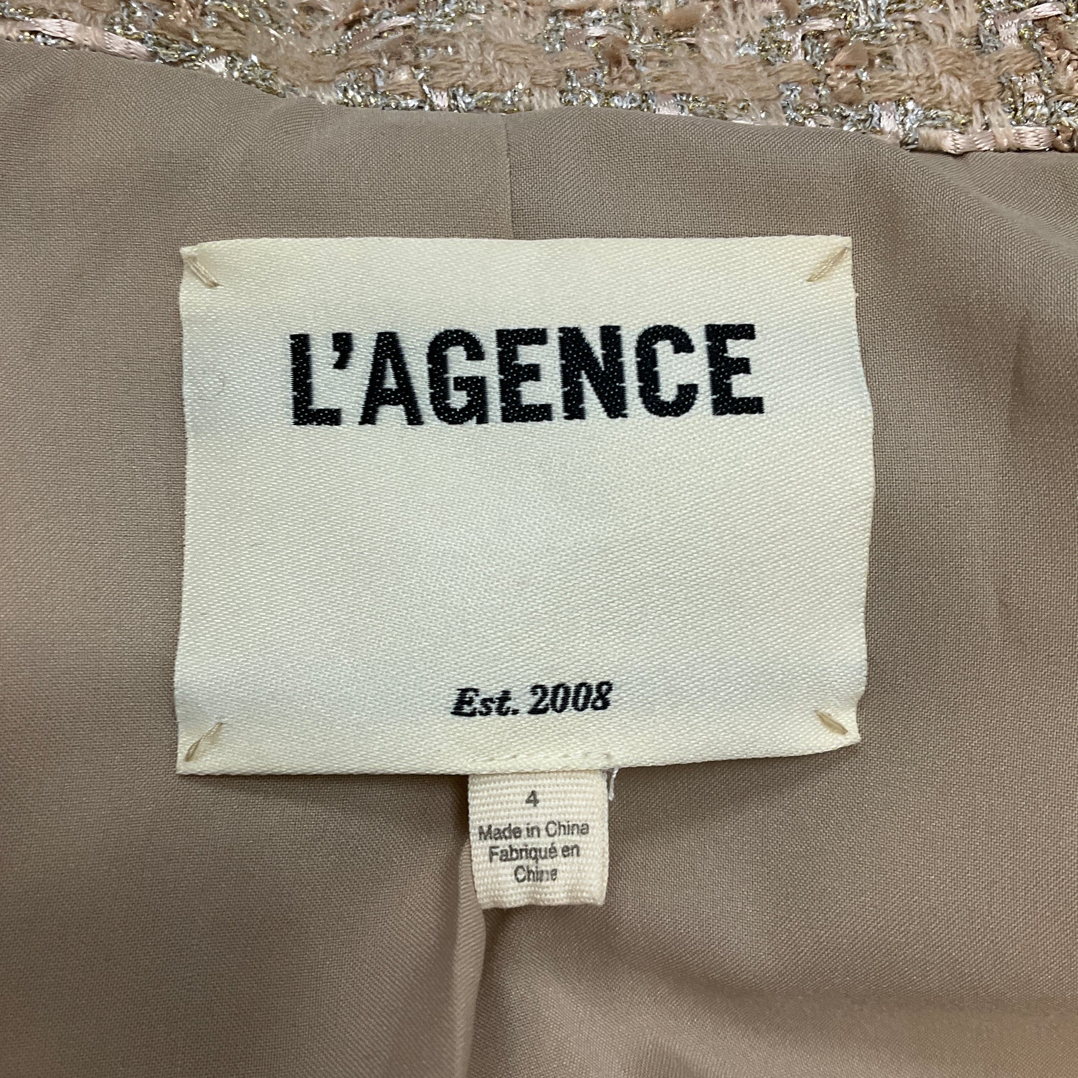 L'Agence Gold / Ivory Kenzie Double Breasted Tweed Blazer