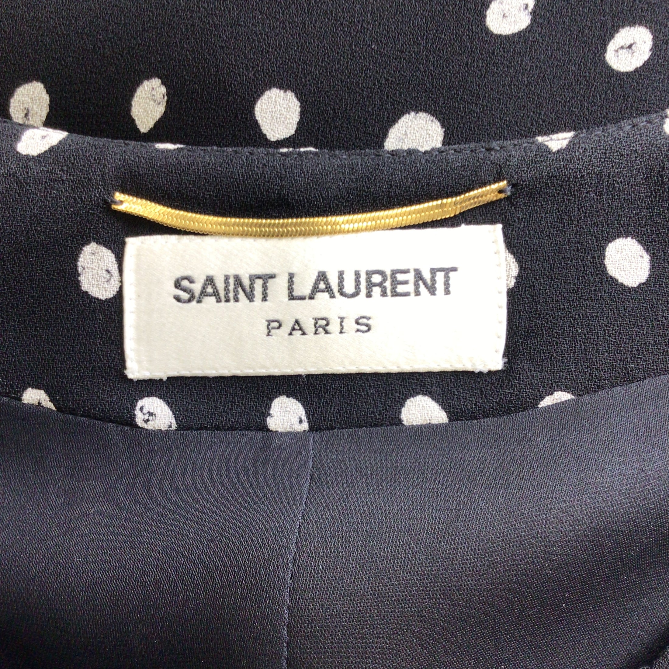 Saint Laurent Black / White 2017 Dot Print Crepe Dress