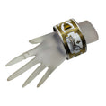 Load image into Gallery viewer, Hermes White / Gold / Black Grand Apparat Print Enamel Extra Wide Bangle Bracelet
