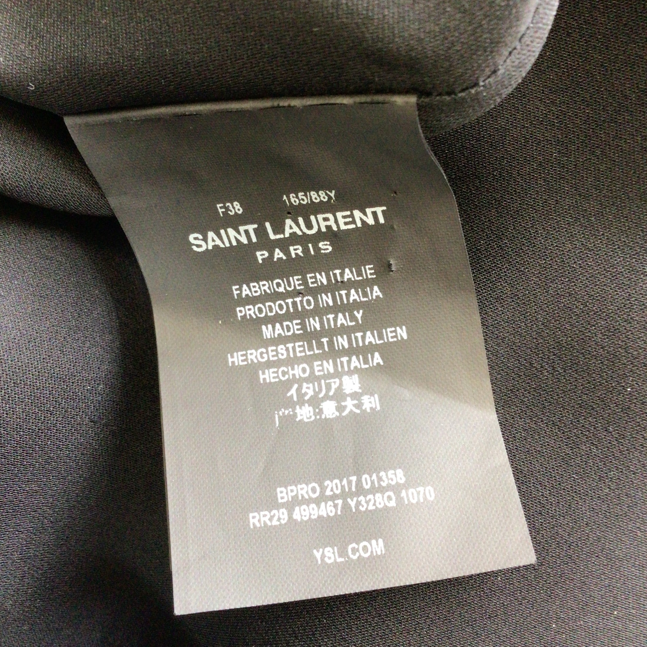 Saint Laurent Black / White 2017 Dot Print Crepe Dress