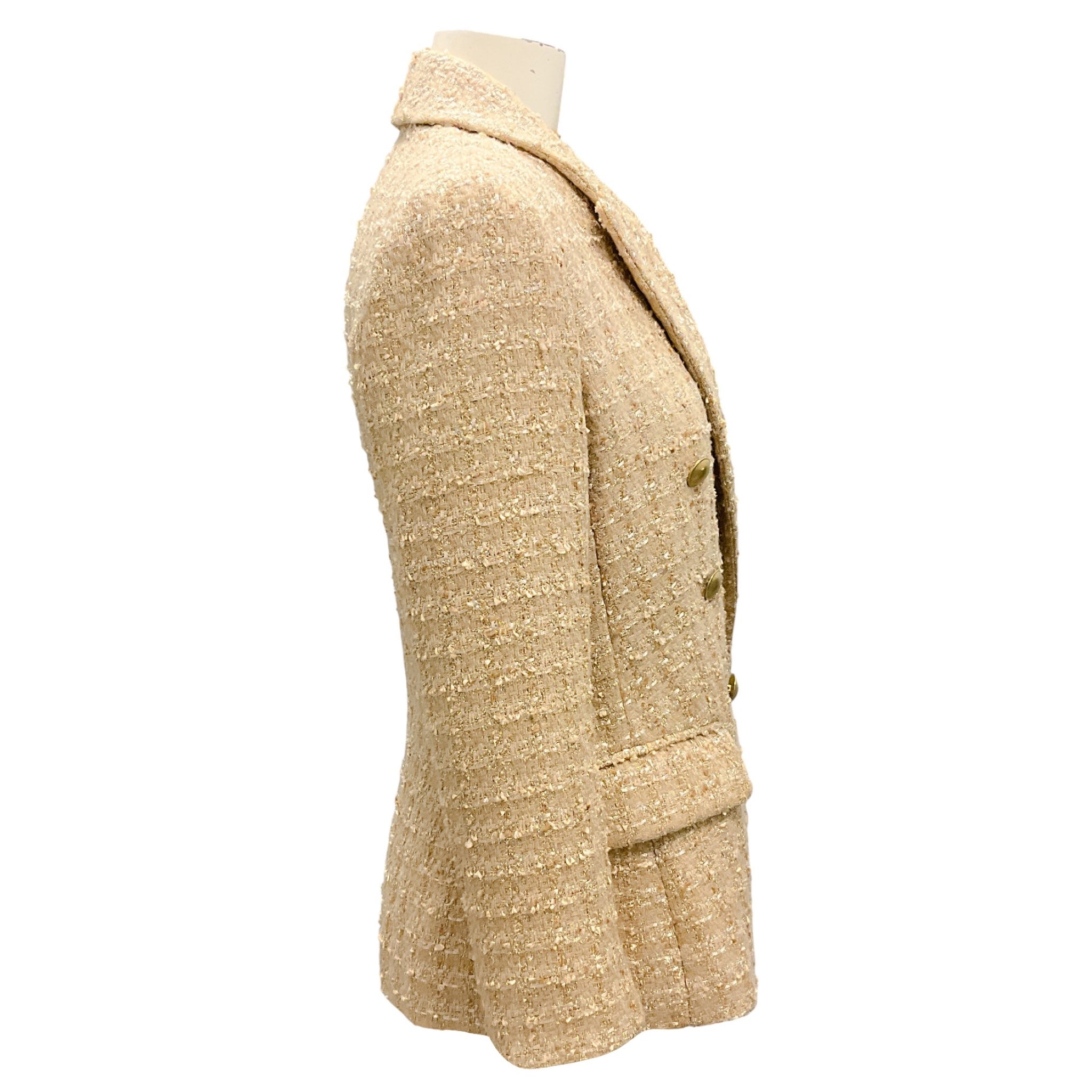 L'Agence Gold / Ivory Kenzie Double Breasted Tweed Blazer