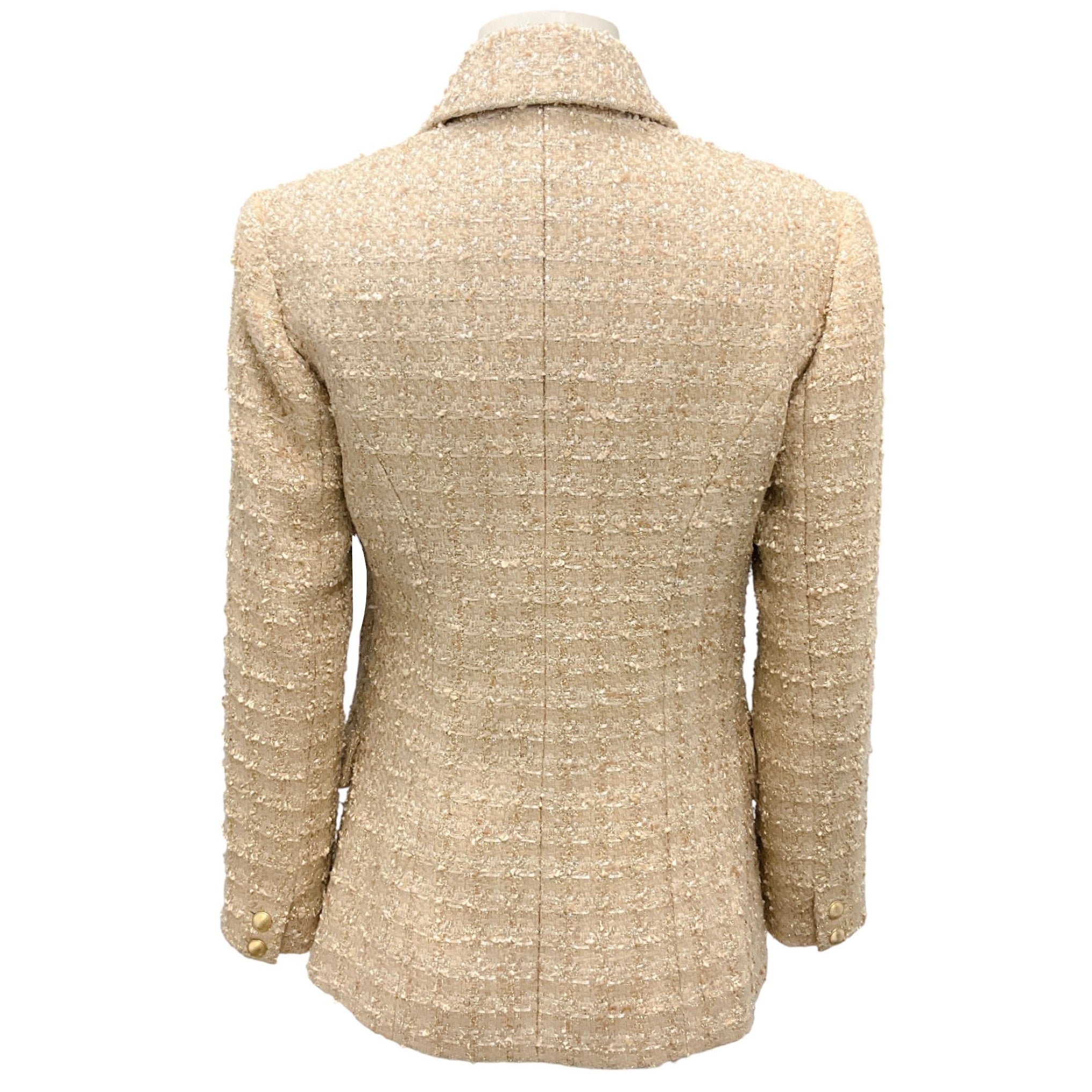 L'Agence Gold / Ivory Kenzie Double Breasted Tweed Blazer
