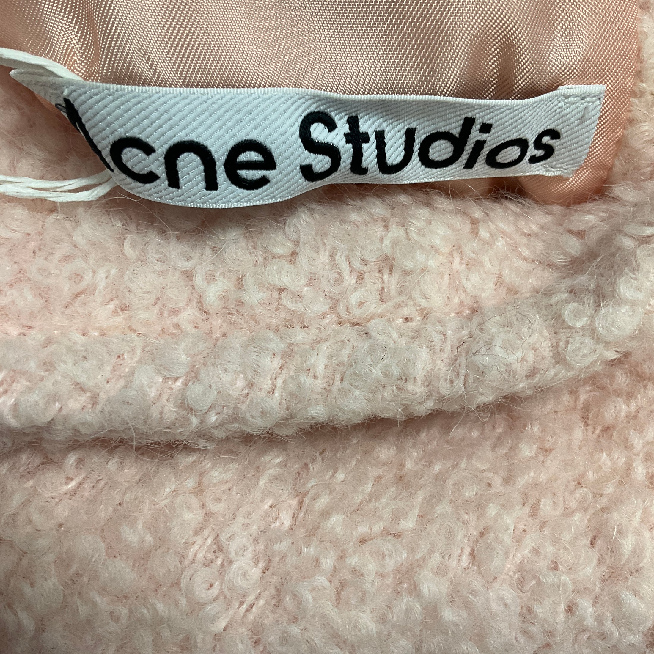 Acne Studios Powder Pink Single Breasted Boucle Belted Coat